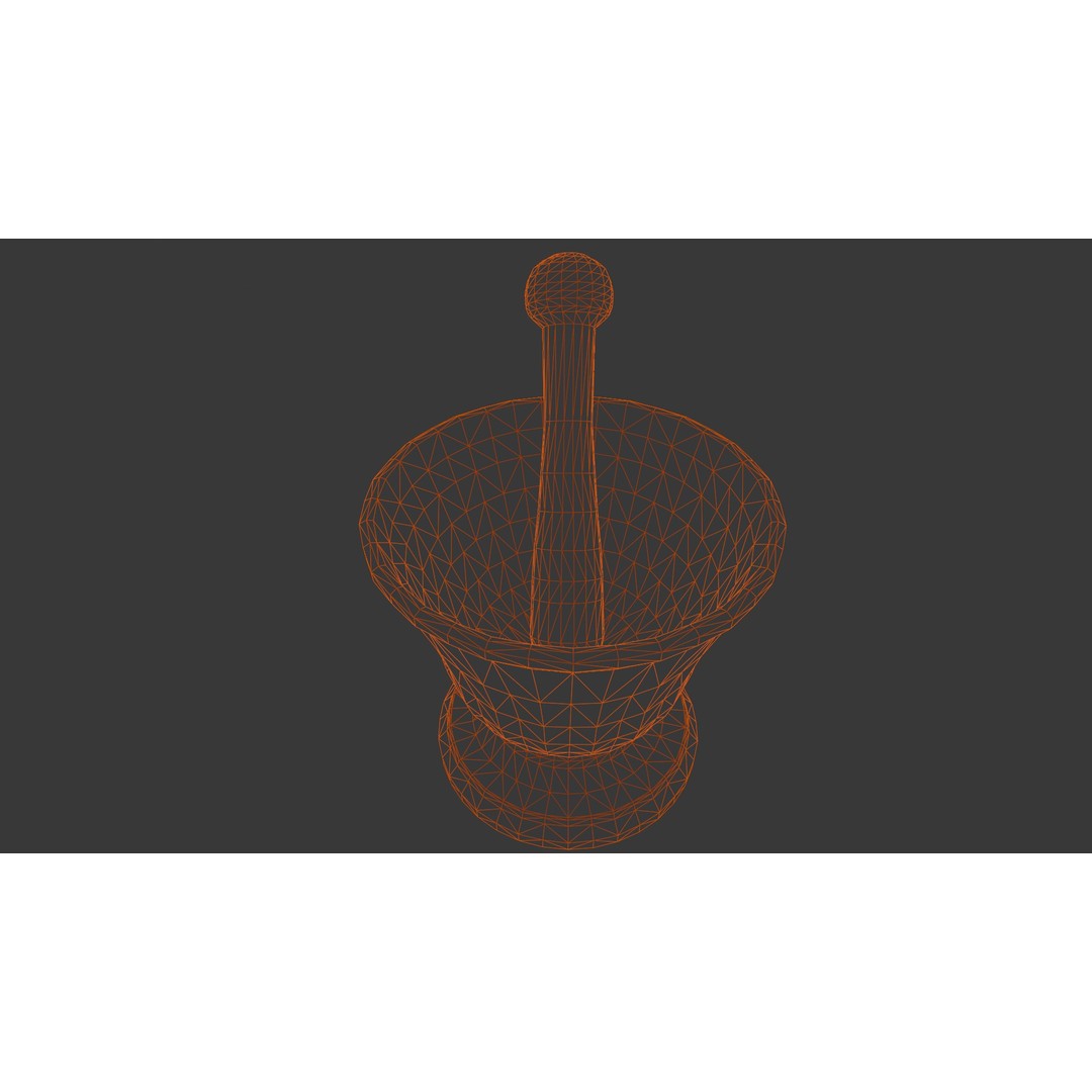 Mortar and Pestle 3D Model – Low Poly Kitchenware Asset, FBX - View 12