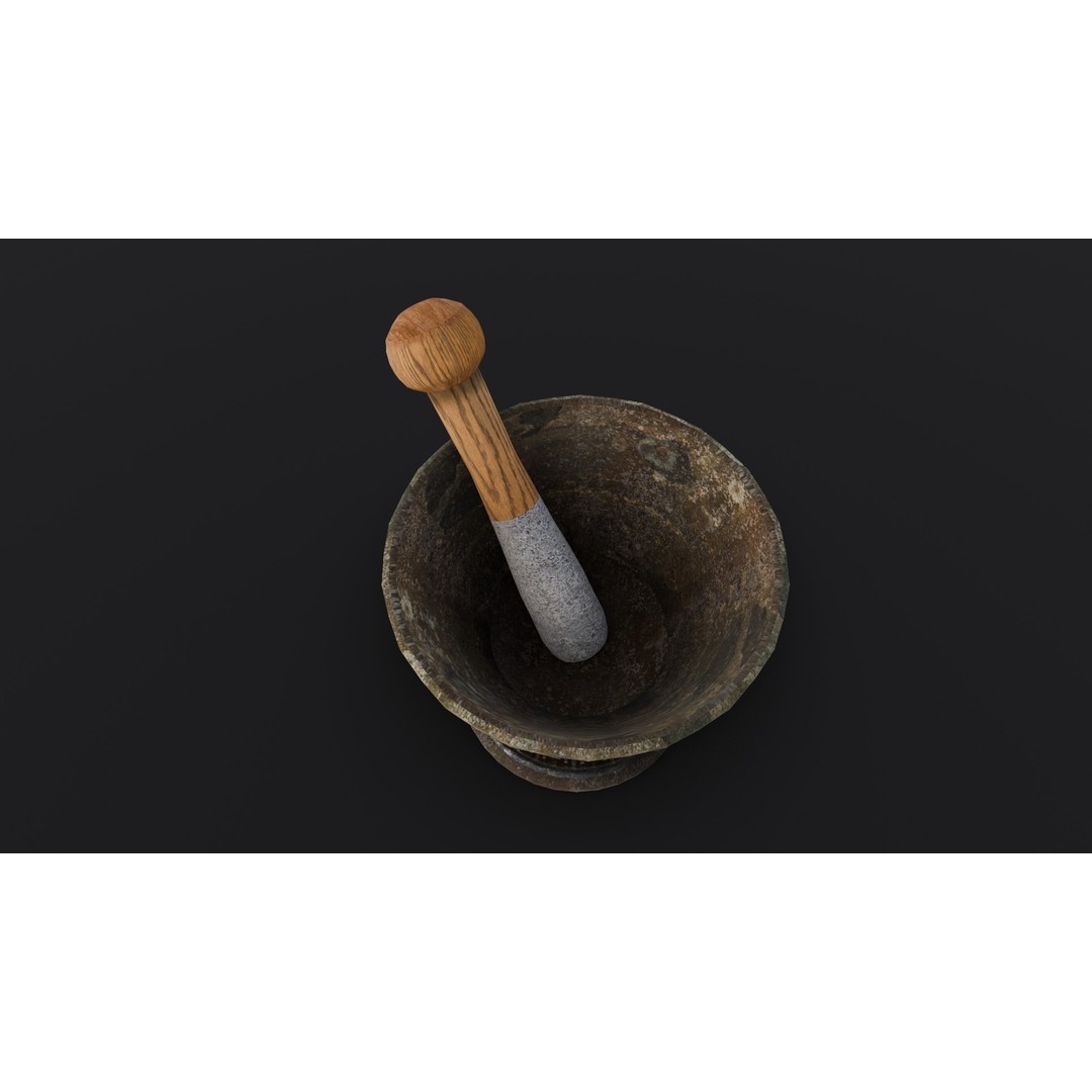 Mortar and Pestle 3D Model – Low Poly Kitchenware Asset, FBX - View 13