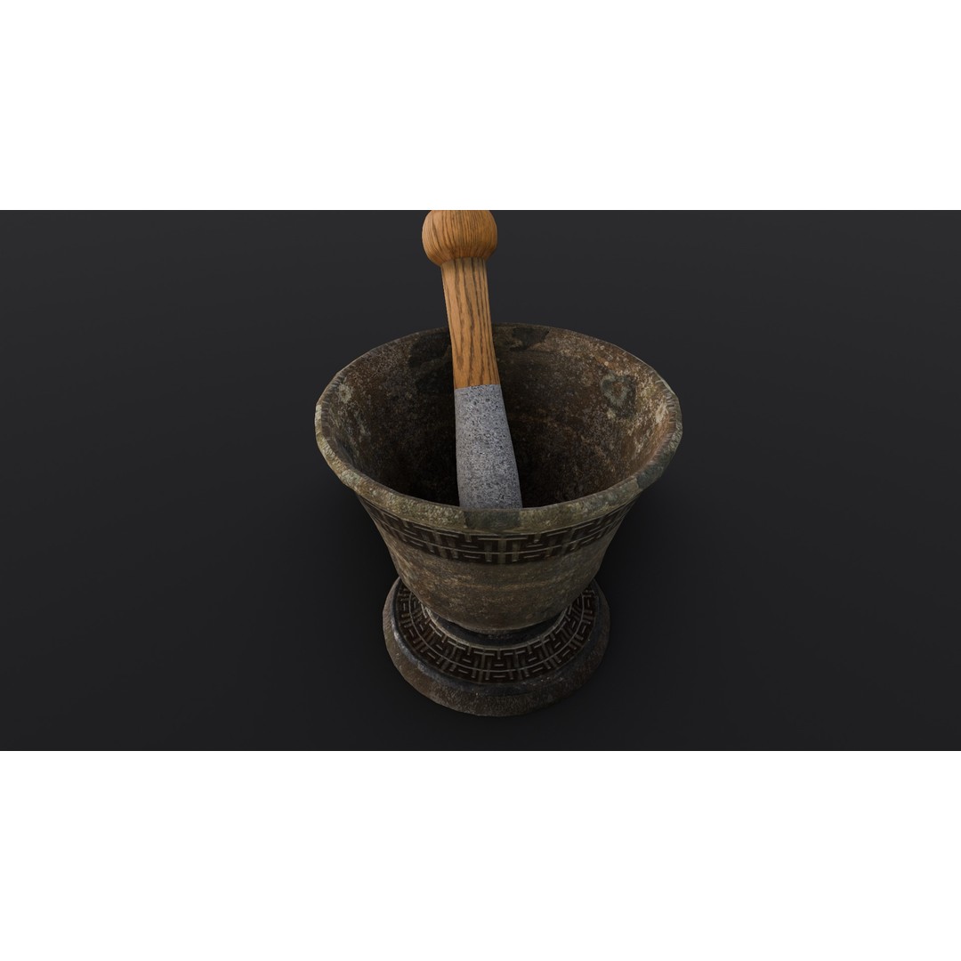 Mortar and Pestle 3D Model – Low Poly Kitchenware Asset, FBX - View 14