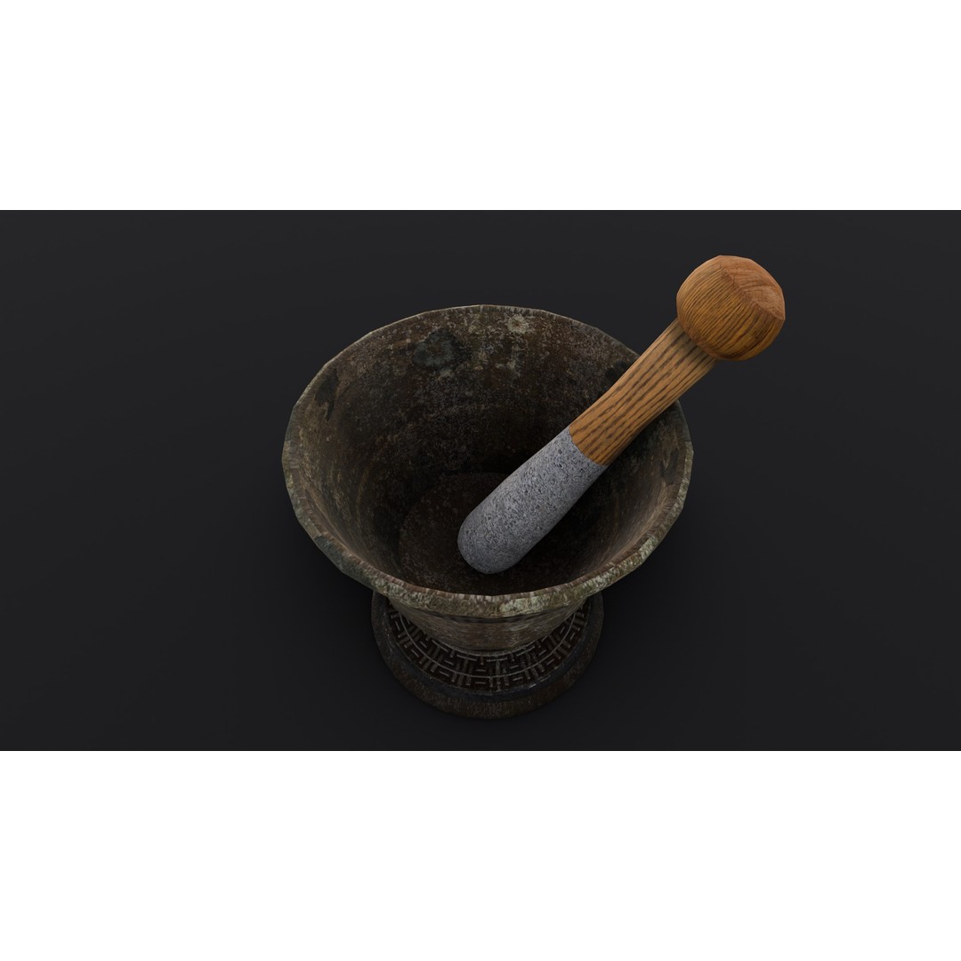 Mortar and Pestle 3D Model – Low Poly Kitchenware Asset, FBX - View 15