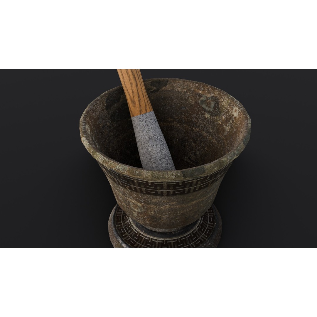 Mortar and Pestle 3D Model – Low Poly Kitchenware Asset, FBX - View 16