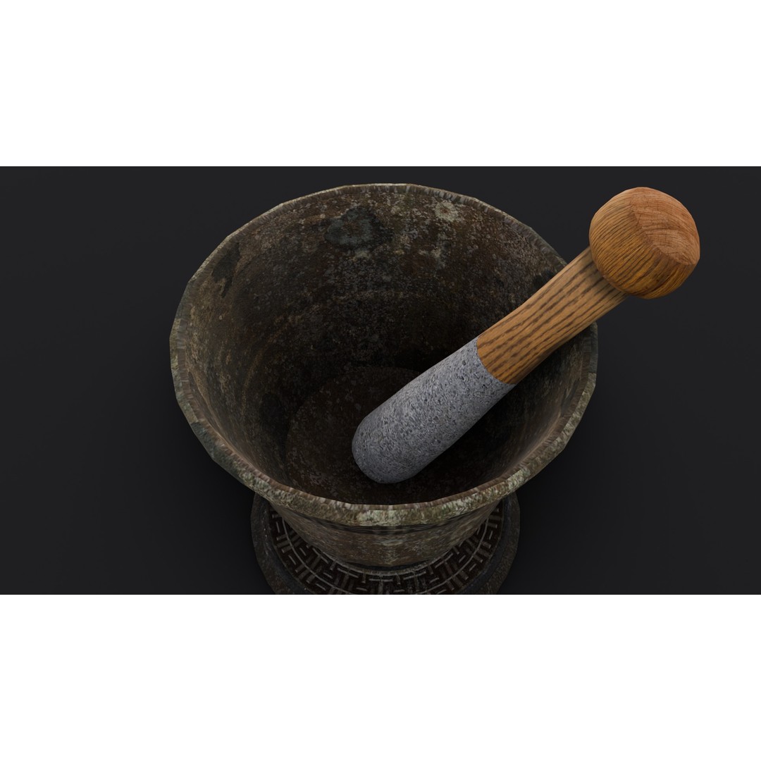 Mortar and Pestle 3D Model – Low Poly Kitchenware Asset, FBX - View 17