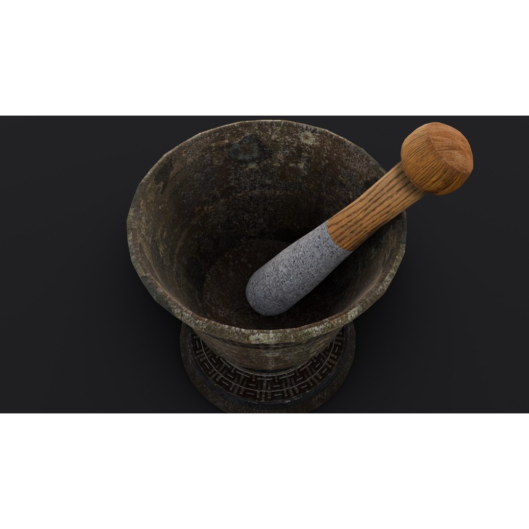 Mortar and Pestle 3D Model – Low Poly Kitchenware Asset, FBX - View 18