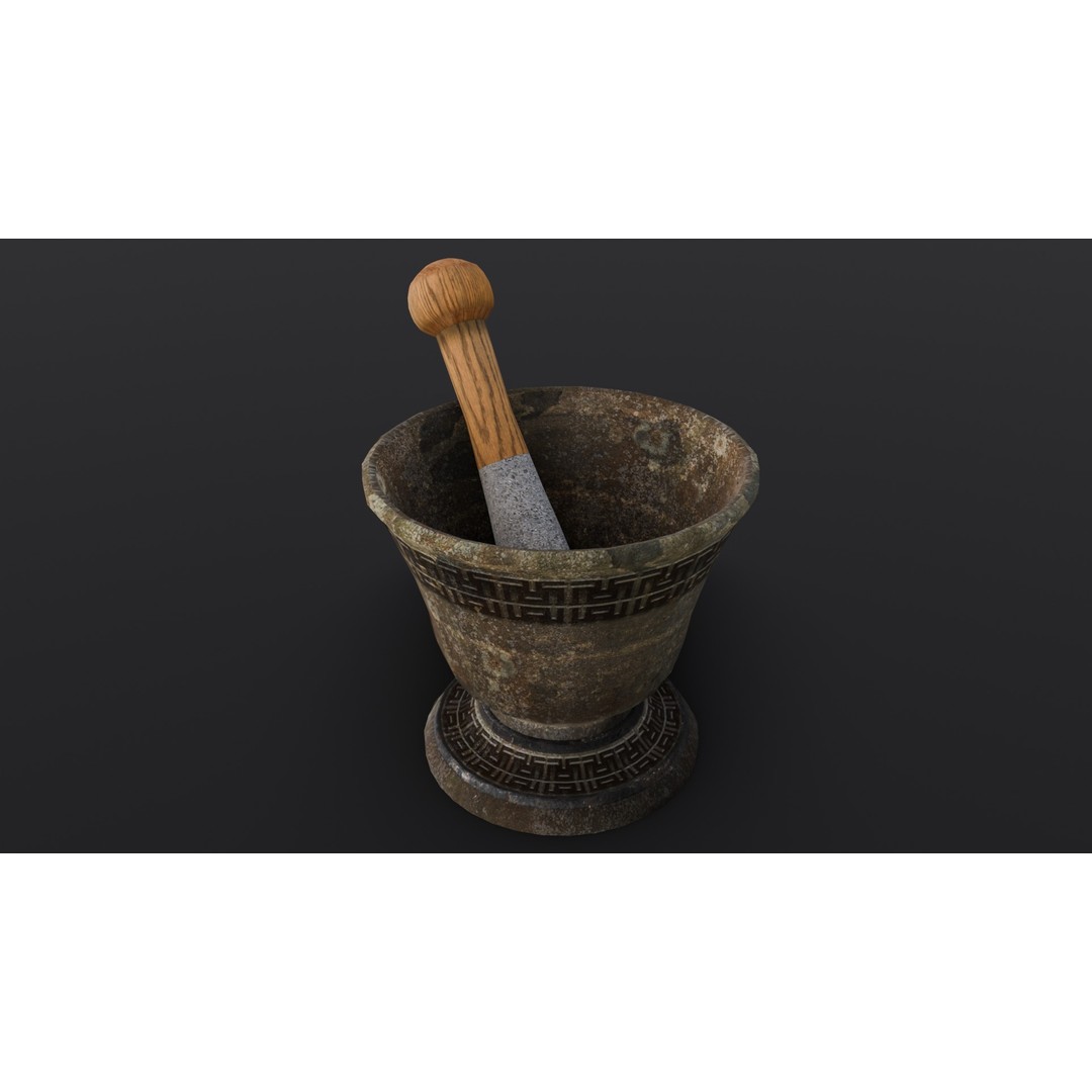 Mortar and Pestle 3D Model – Low Poly Kitchenware Asset, FBX - View 19