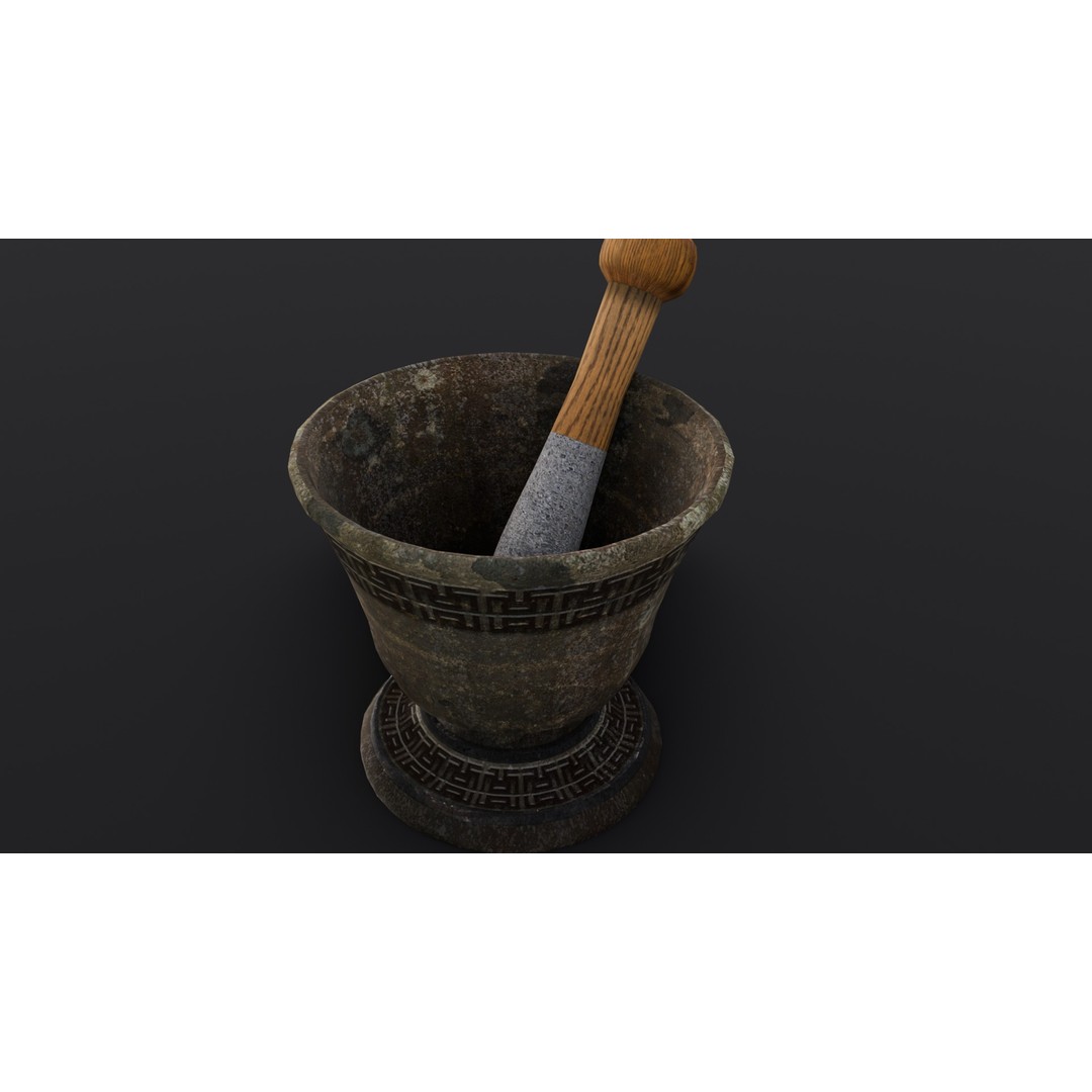 Mortar and Pestle 3D Model – Low Poly Kitchenware Asset, FBX - View 5