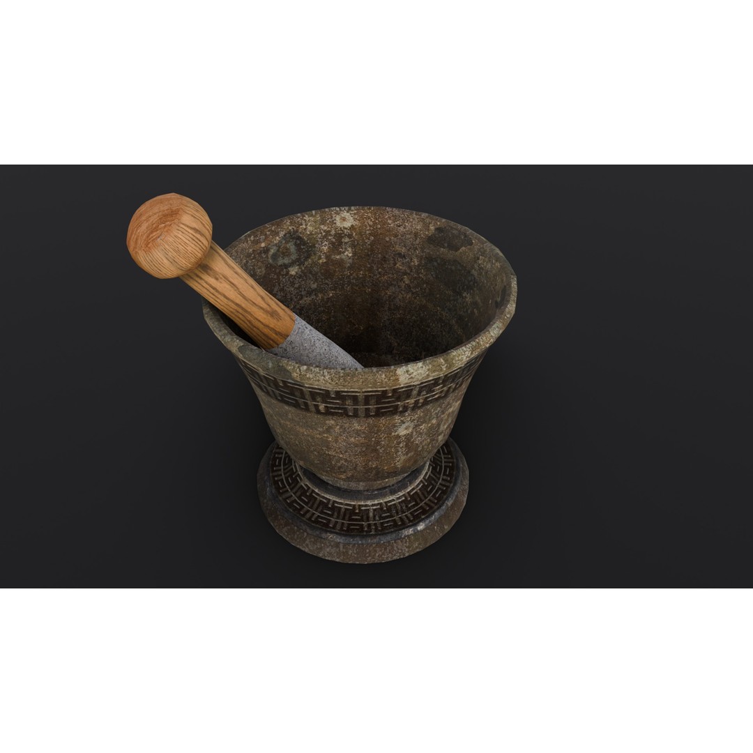 Mortar and Pestle 3D Model – Low Poly Kitchenware Asset, FBX - View 7