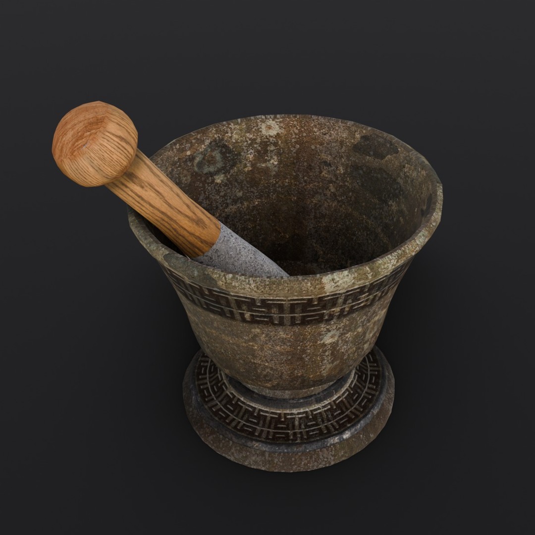 Mortar and Pestle 3D Model – Low Poly Kitchenware Asset, FBX - View 8