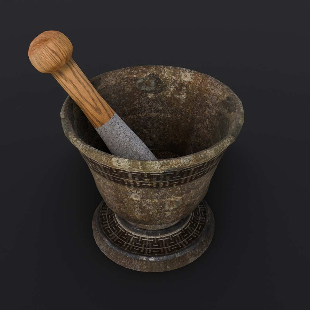 Mortar and Pestle 3D Model – Low Poly Kitchenware Asset, FBX - View 9