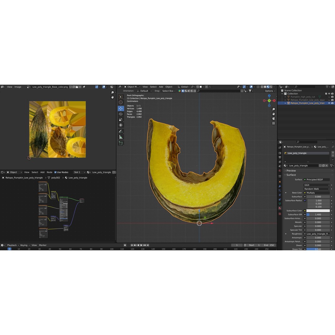Realistic Pumpkin 3D Model – Low Poly Game Asset, FBX, Blender