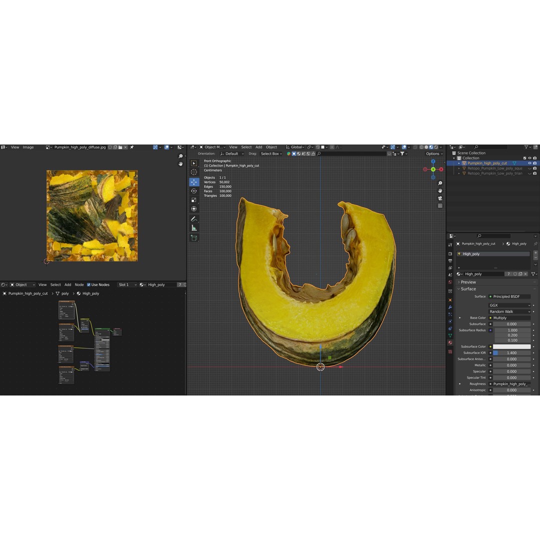 Realistic Pumpkin 3D Model – Low Poly Game Asset, FBX, Blender - View 15