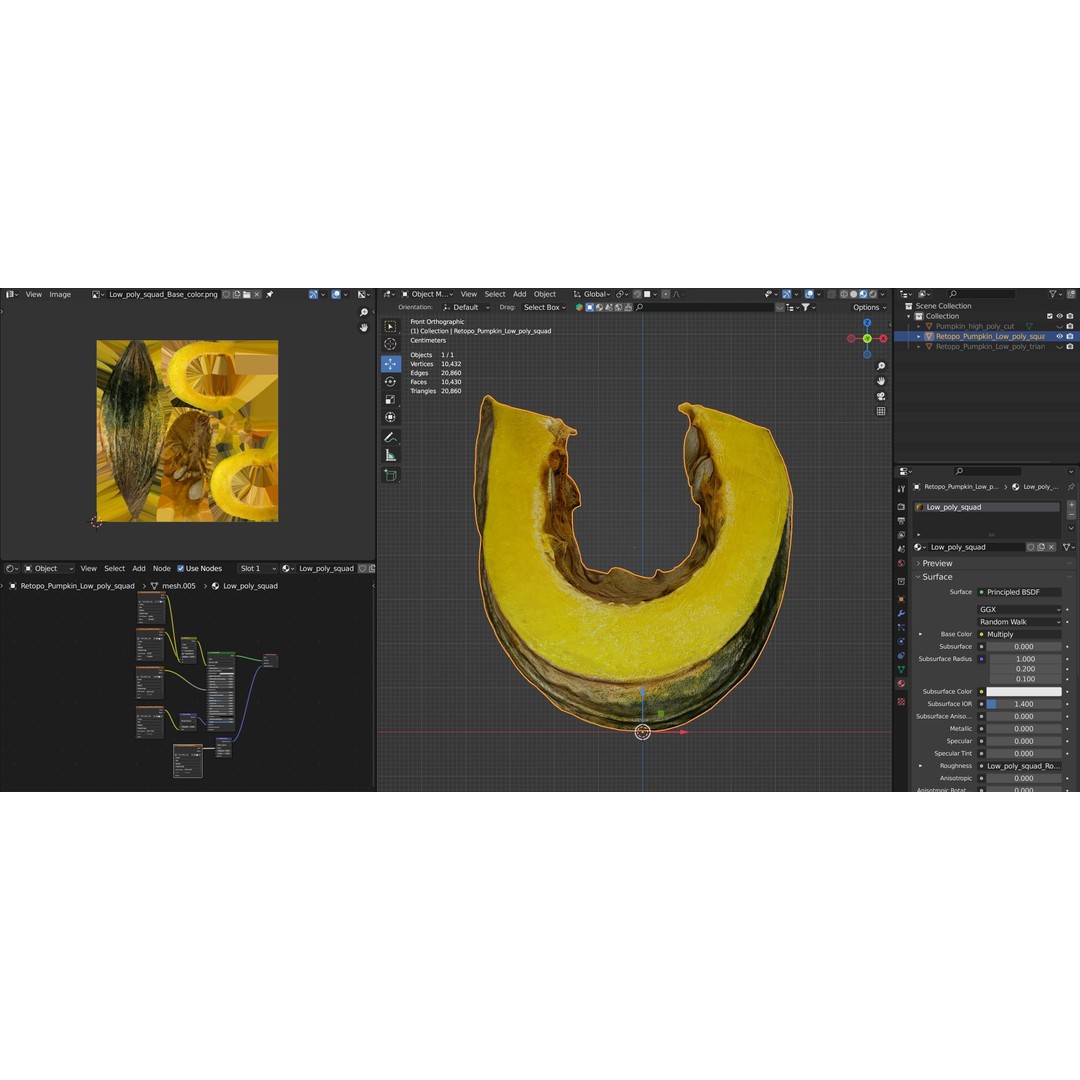 Realistic Pumpkin 3D Model – Low Poly Game Asset, FBX, Blender - View 16