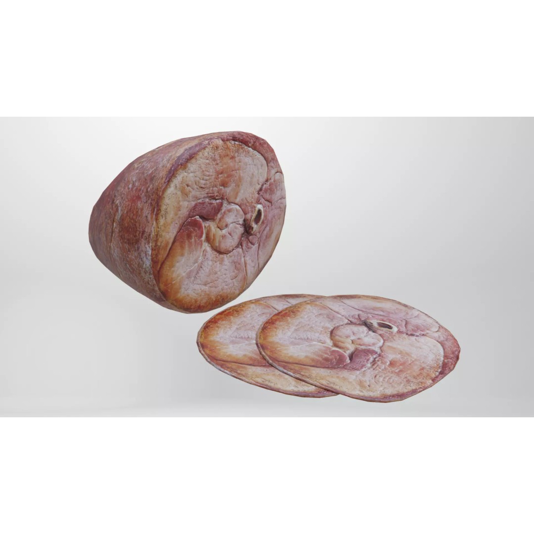 Ham 3D Model – Low Poly Food Asset, Game Ready Formats - View 2