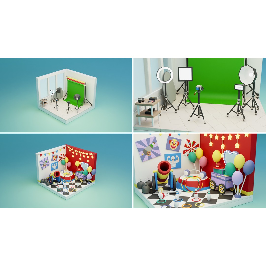 Cozy Cartoon Profession Rooms Interiors 3D Model – Low Poly Asset Pack, FBX - View 18