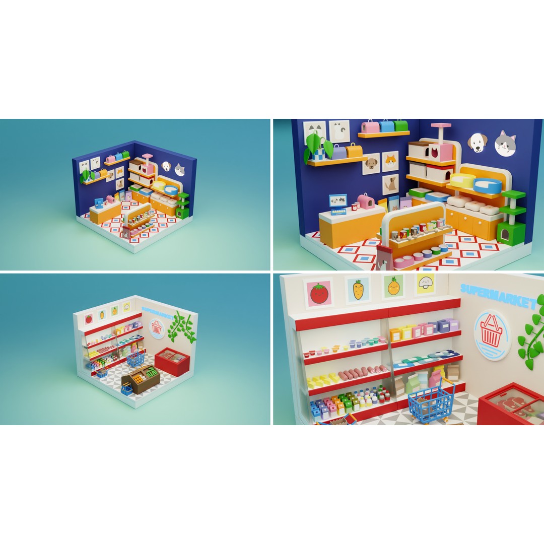 Cozy Cartoon Profession Rooms Interiors 3D Model – Low Poly Asset Pack, FBX - View 22