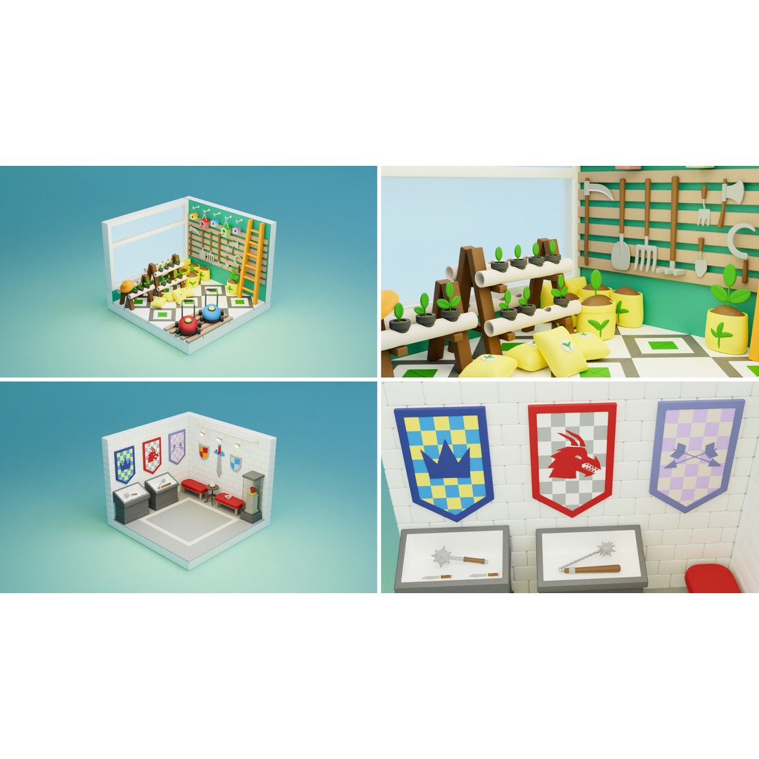 Cozy Cartoon Profession Rooms Interiors 3D Model – Low Poly Asset Pack, FBX - View 23
