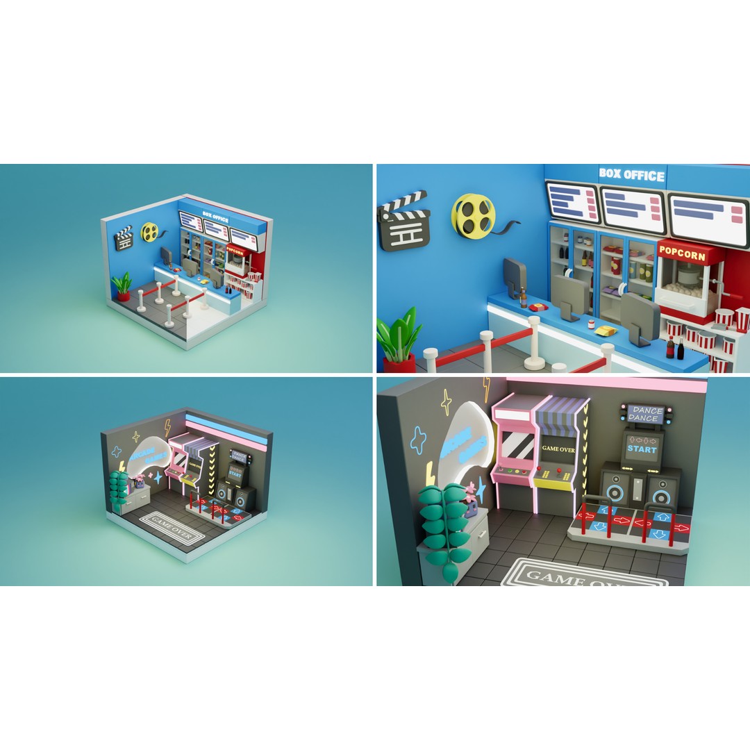 Cozy Cartoon Profession Rooms Interiors 3D Model – Low Poly Asset Pack, FBX - View 8