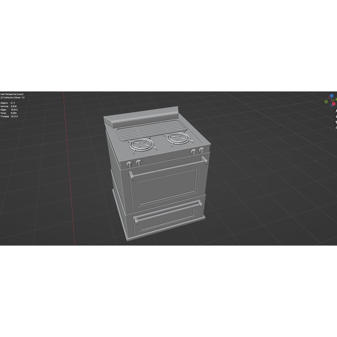 Gas Stove 3D Model – Low Poly Game-Ready Asset Pack, FBX, OBJ, Blender