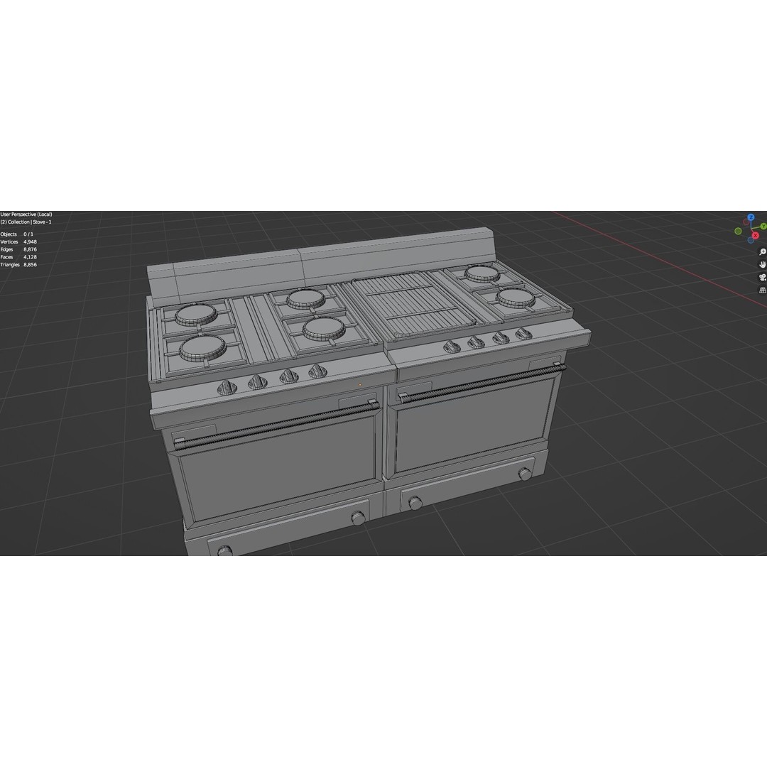 Gas Stove 3D Model – Low Poly Game-Ready Asset Pack, FBX, OBJ, Blender - View 11