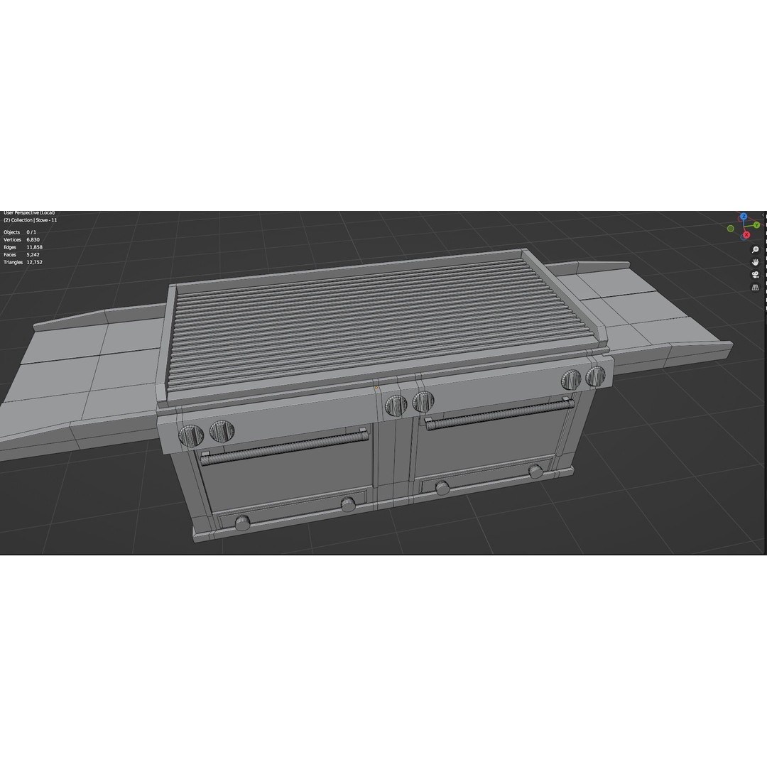 Gas Stove 3D Model – Low Poly Game-Ready Asset Pack, FBX, OBJ, Blender - View 13