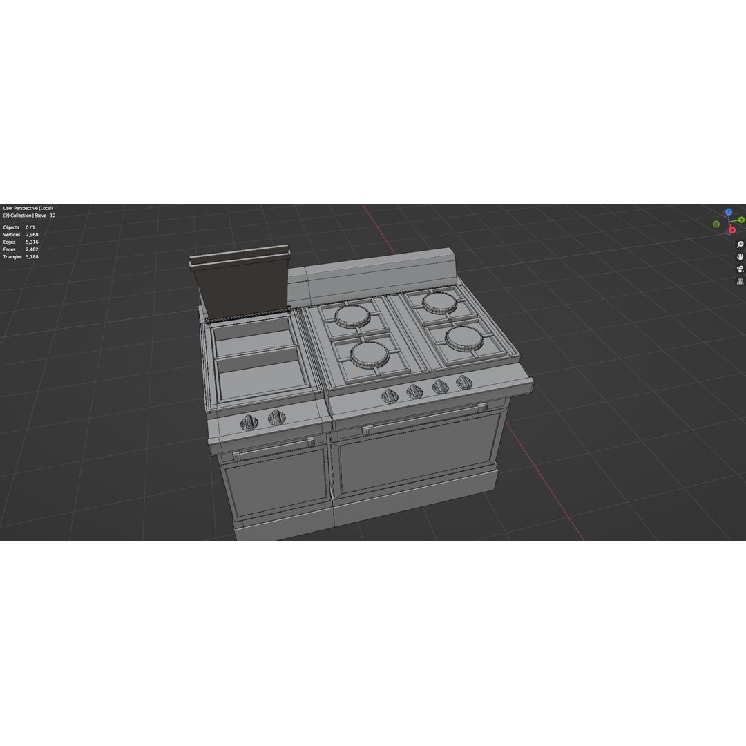 Gas Stove 3D Model – Low Poly Game-Ready Asset Pack, FBX, OBJ, Blender - View 14