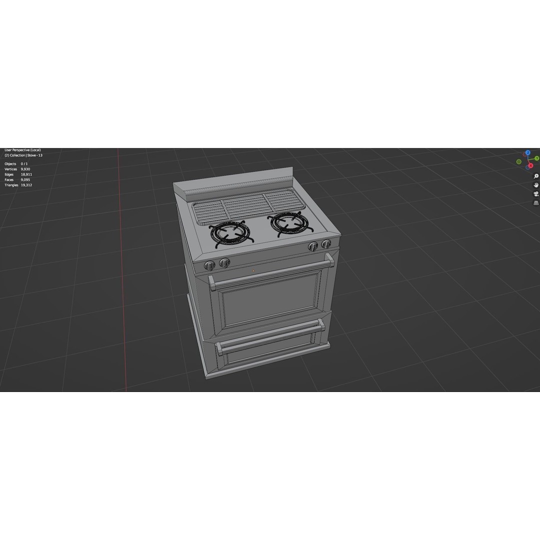 Gas Stove 3D Model – Low Poly Game-Ready Asset Pack, FBX, OBJ, Blender - View 15