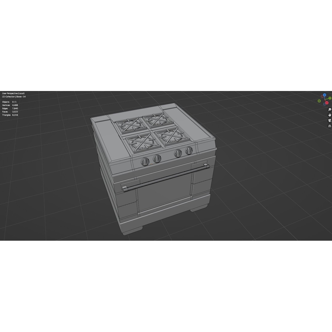 Gas Stove 3D Model – Low Poly Game-Ready Asset Pack, FBX, OBJ, Blender - View 16