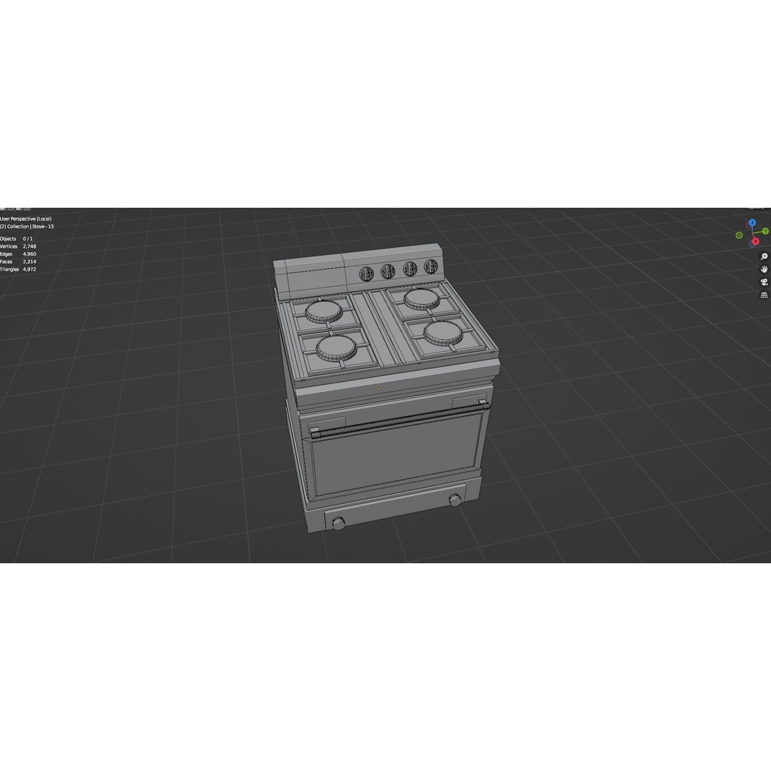 Gas Stove 3D Model – Low Poly Game-Ready Asset Pack, FBX, OBJ, Blender - View 17