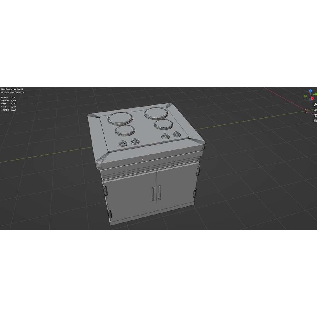 Gas Stove 3D Model – Low Poly Game-Ready Asset Pack, FBX, OBJ, Blender - View 18