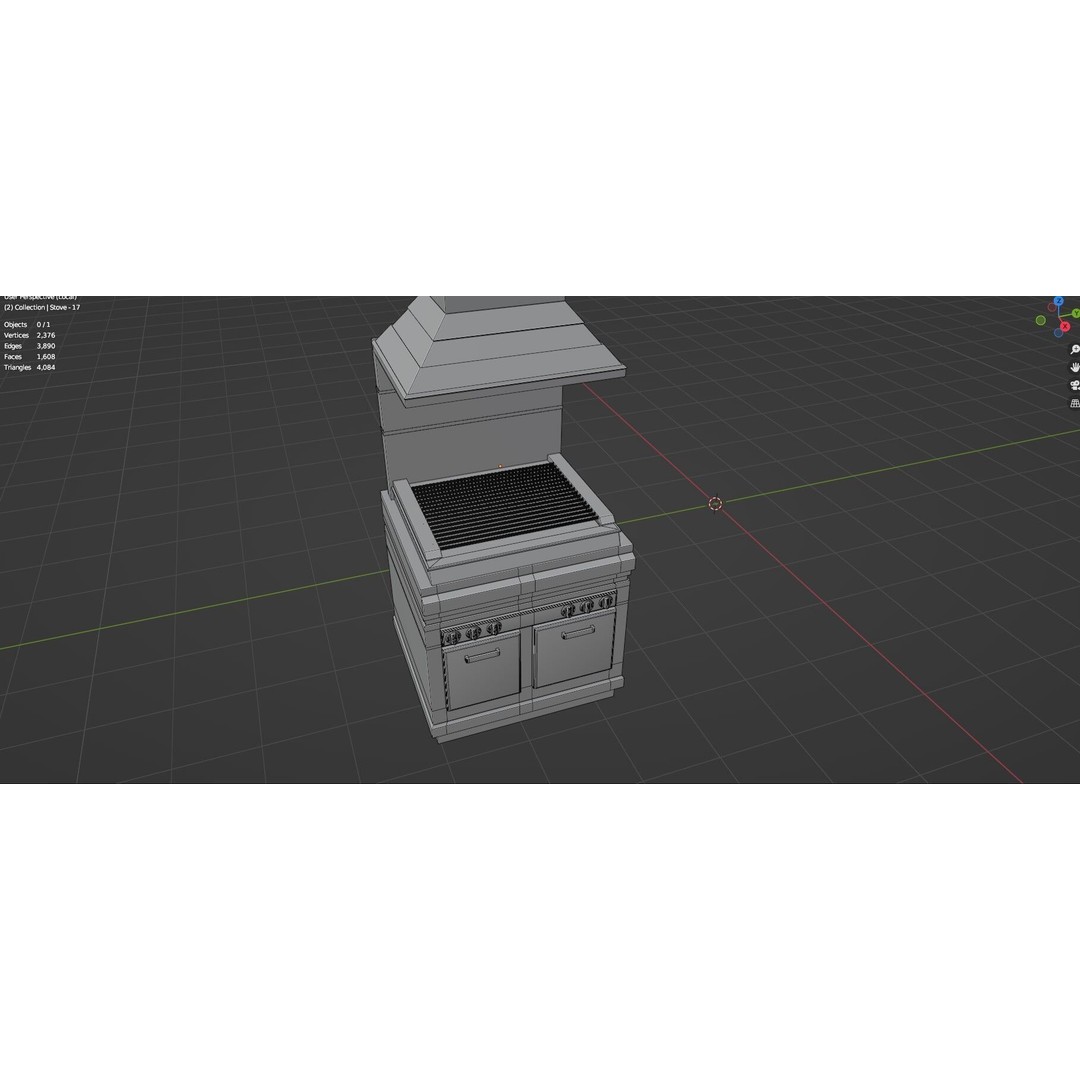 Gas Stove 3D Model – Low Poly Game-Ready Asset Pack, FBX, OBJ, Blender - View 19