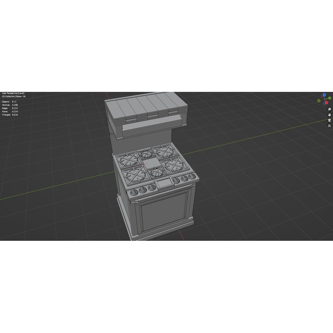 Gas Stove 3D Model – Low Poly Game-Ready Asset Pack, FBX, OBJ, Blender - View 20
