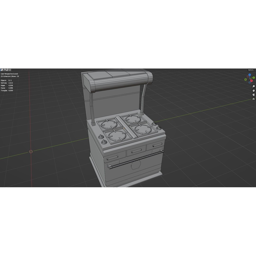 Gas Stove 3D Model – Low Poly Game-Ready Asset Pack, FBX, OBJ, Blender - View 21