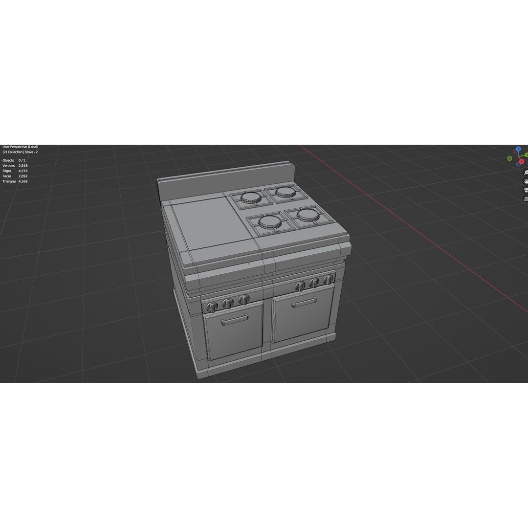 Gas Stove 3D Model – Low Poly Game-Ready Asset Pack, FBX, OBJ, Blender - View 22