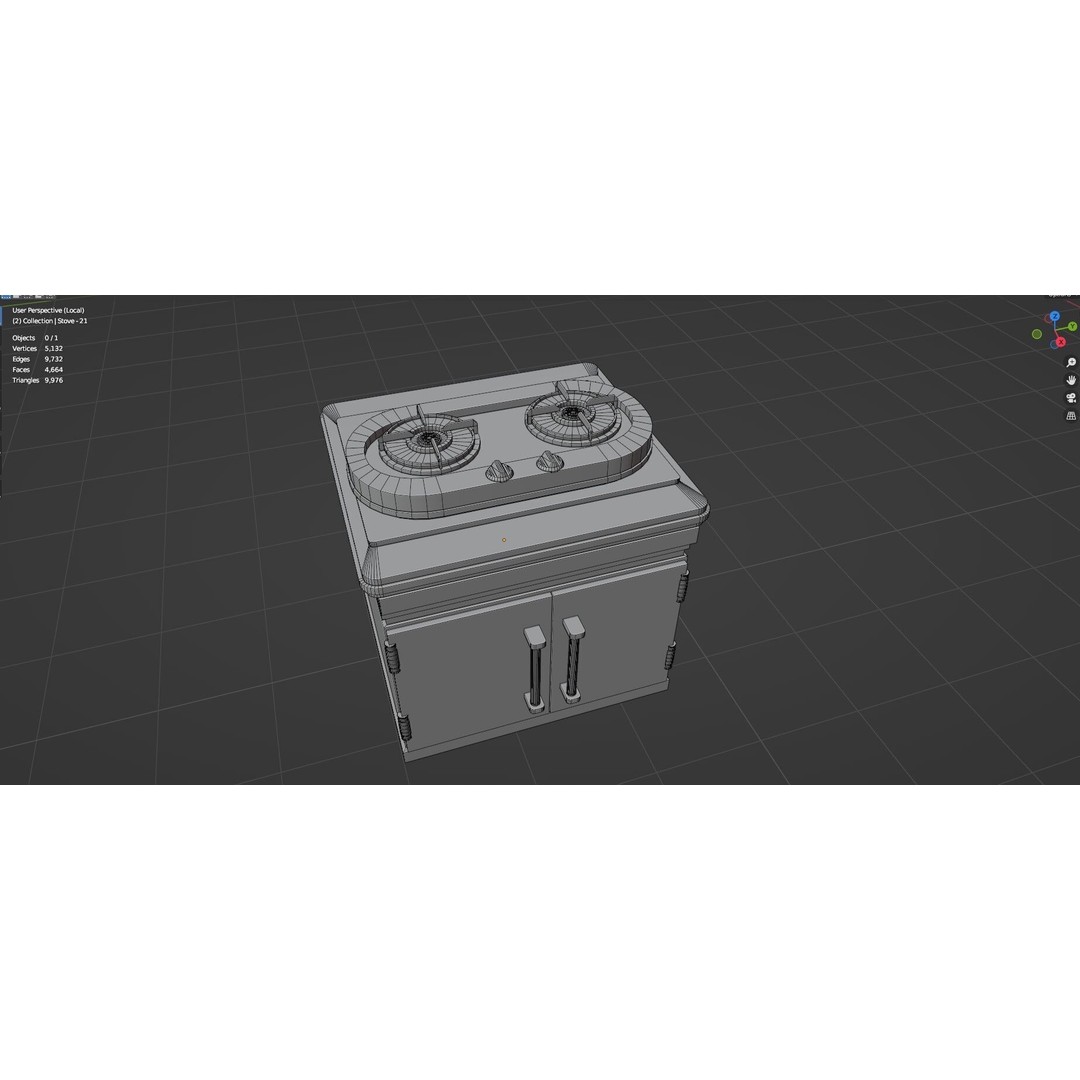 Gas Stove 3D Model – Low Poly Game-Ready Asset Pack, FBX, OBJ, Blender - View 24
