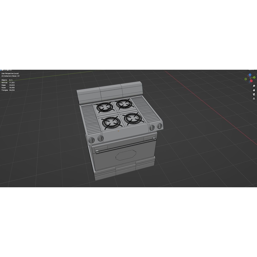 Gas Stove 3D Model – Low Poly Game-Ready Asset Pack, FBX, OBJ, Blender - View 25