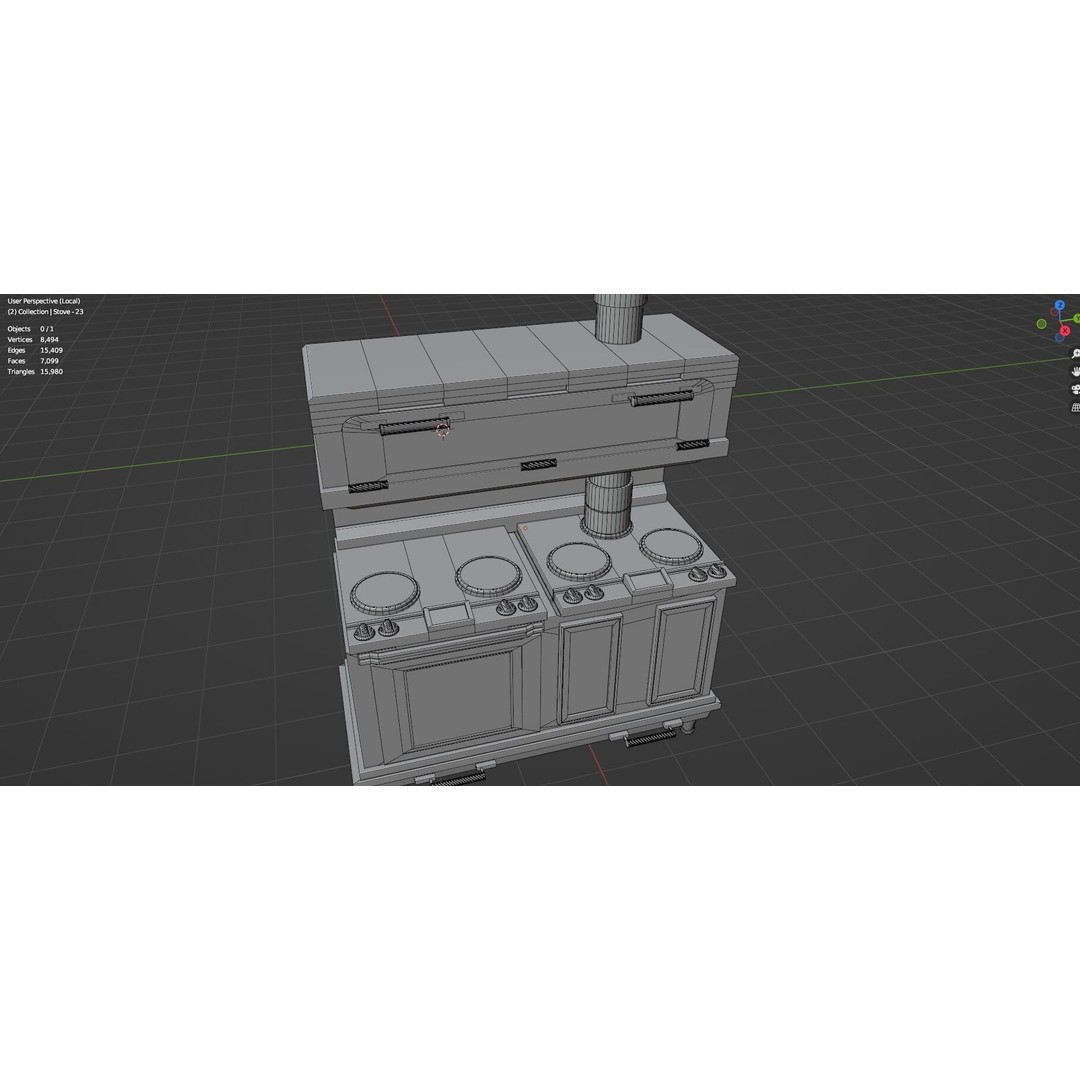 Gas Stove 3D Model – Low Poly Game-Ready Asset Pack, FBX, OBJ, Blender - View 26