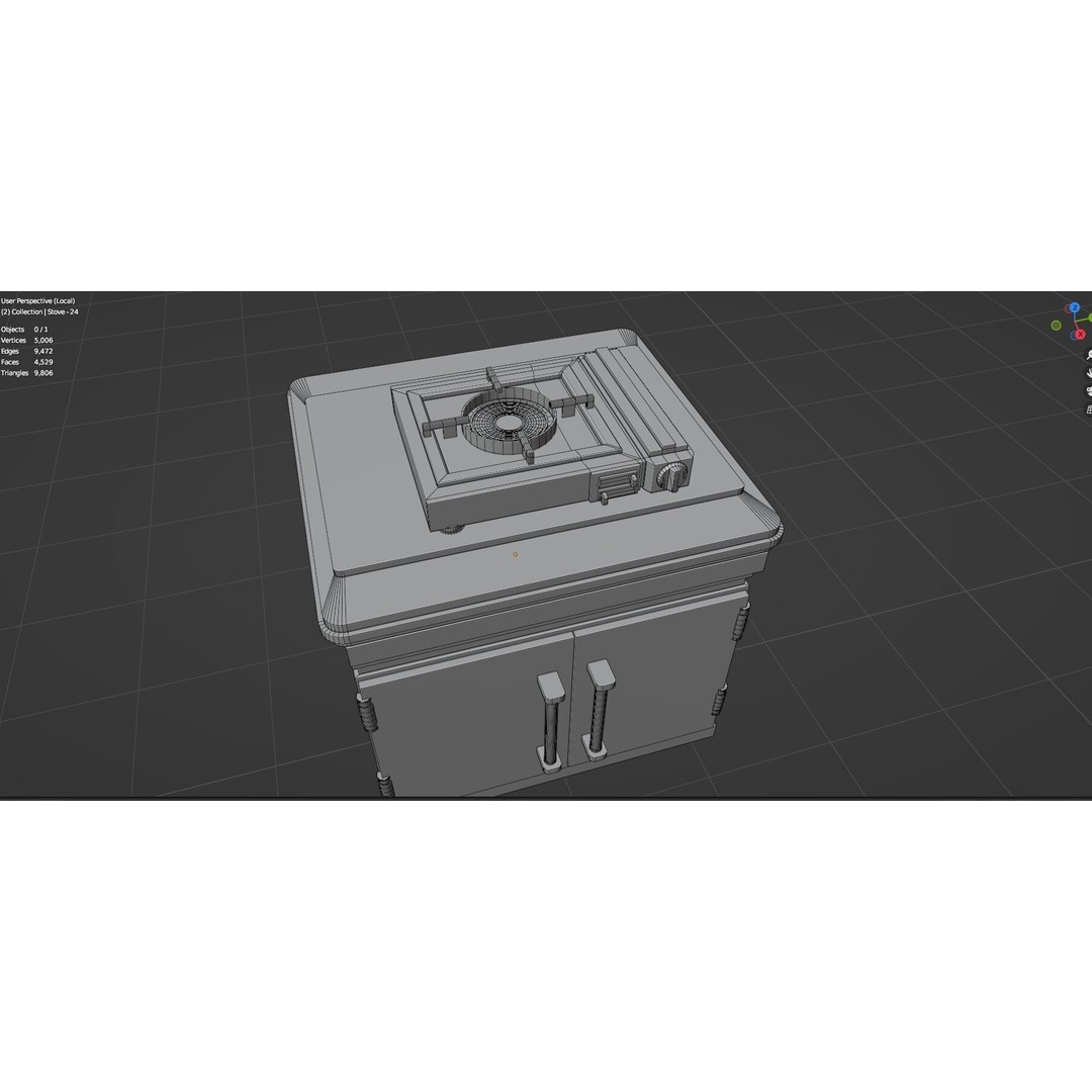 Gas Stove 3D Model – Low Poly Game-Ready Asset Pack, FBX, OBJ, Blender - View 27