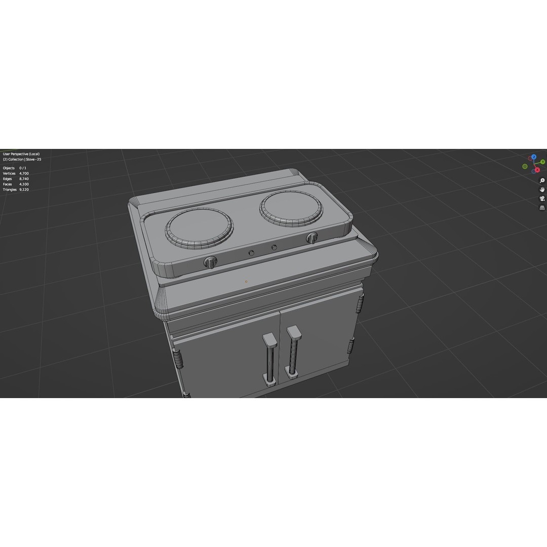Gas Stove 3D Model – Low Poly Game-Ready Asset Pack, FBX, OBJ, Blender - View 28