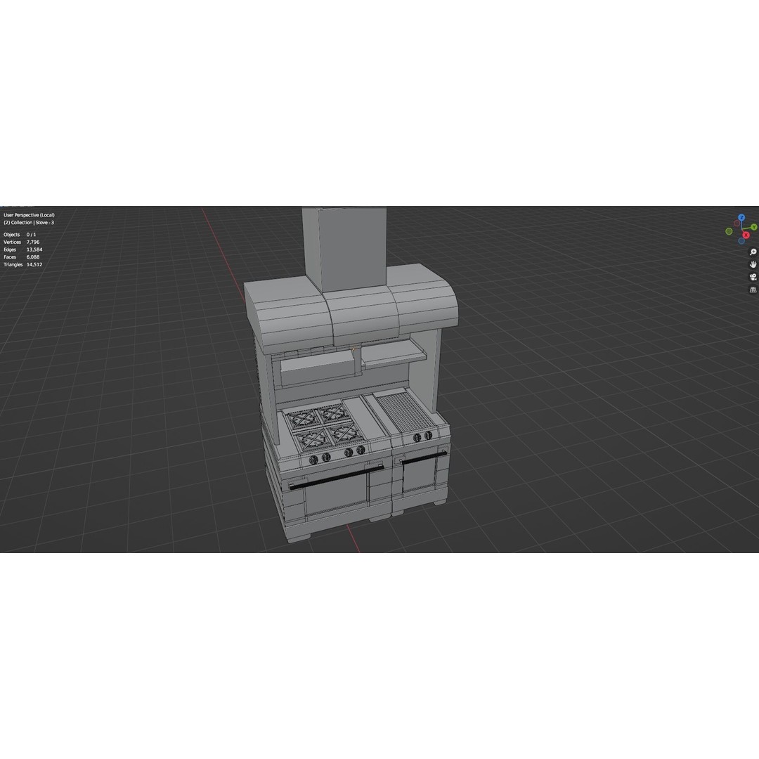 Gas Stove 3D Model – Low Poly Game-Ready Asset Pack, FBX, OBJ, Blender - View 29