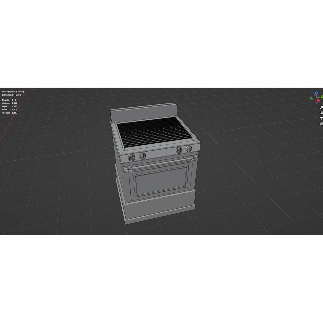 Gas Stove 3D Model – Low Poly Game-Ready Asset Pack, FBX, OBJ, Blender - View 30