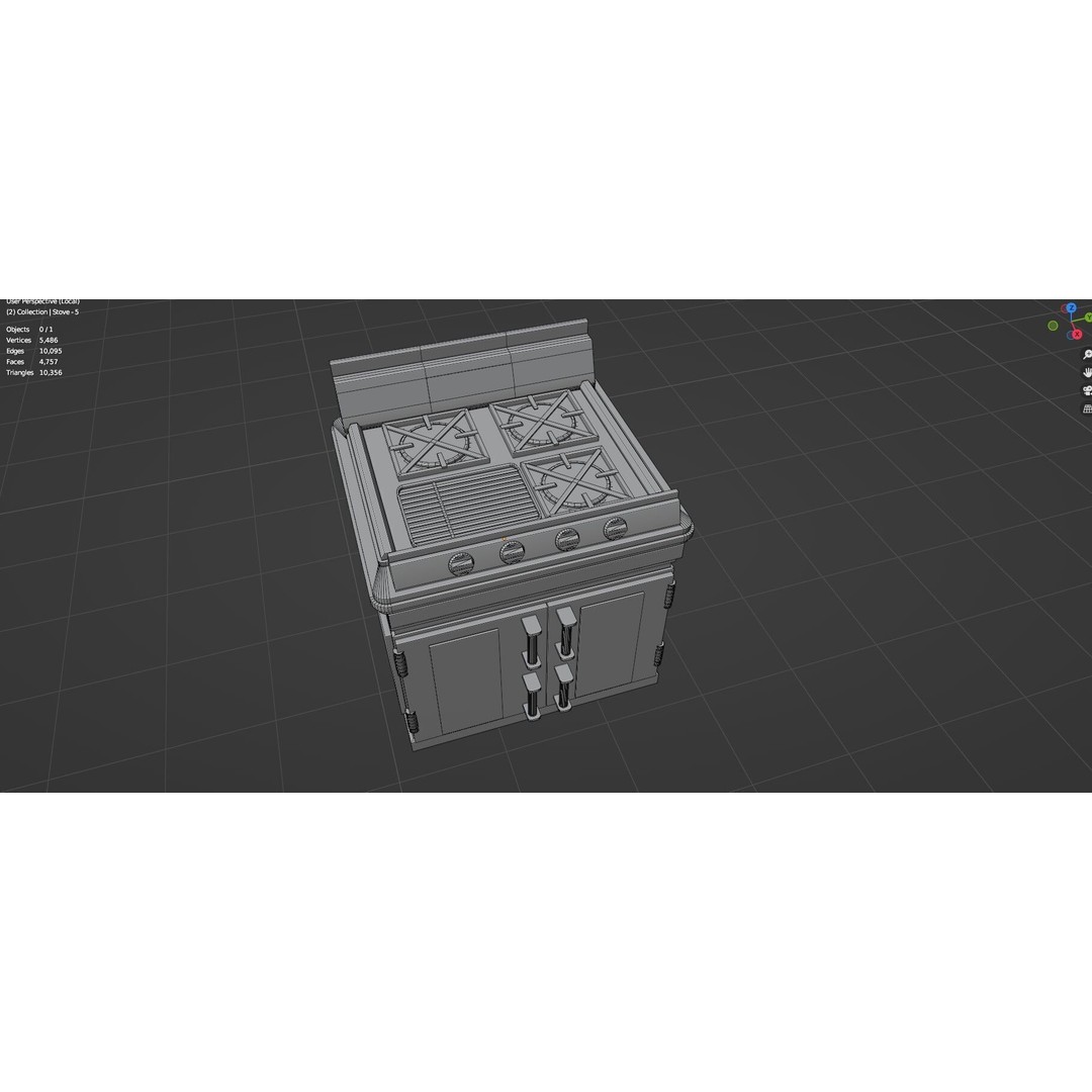 Gas Stove 3D Model – Low Poly Game-Ready Asset Pack, FBX, OBJ, Blender - View 31