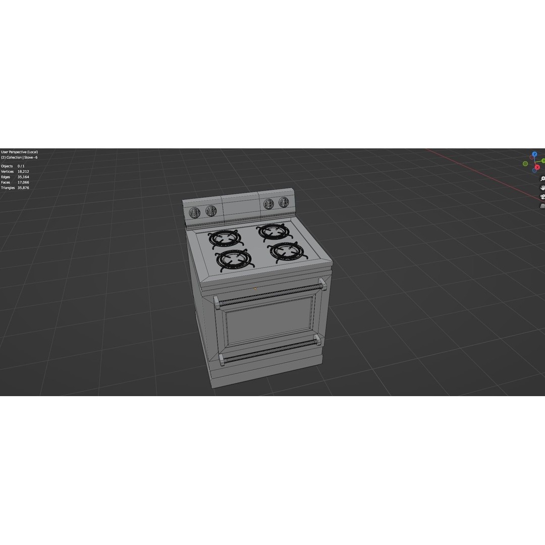 Gas Stove 3D Model – Low Poly Game-Ready Asset Pack, FBX, OBJ, Blender - View 32