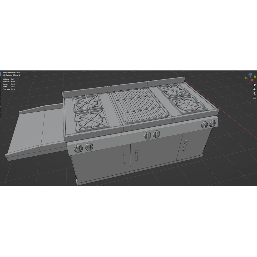 Gas Stove 3D Model – Low Poly Game-Ready Asset Pack, FBX, OBJ, Blender - View 33