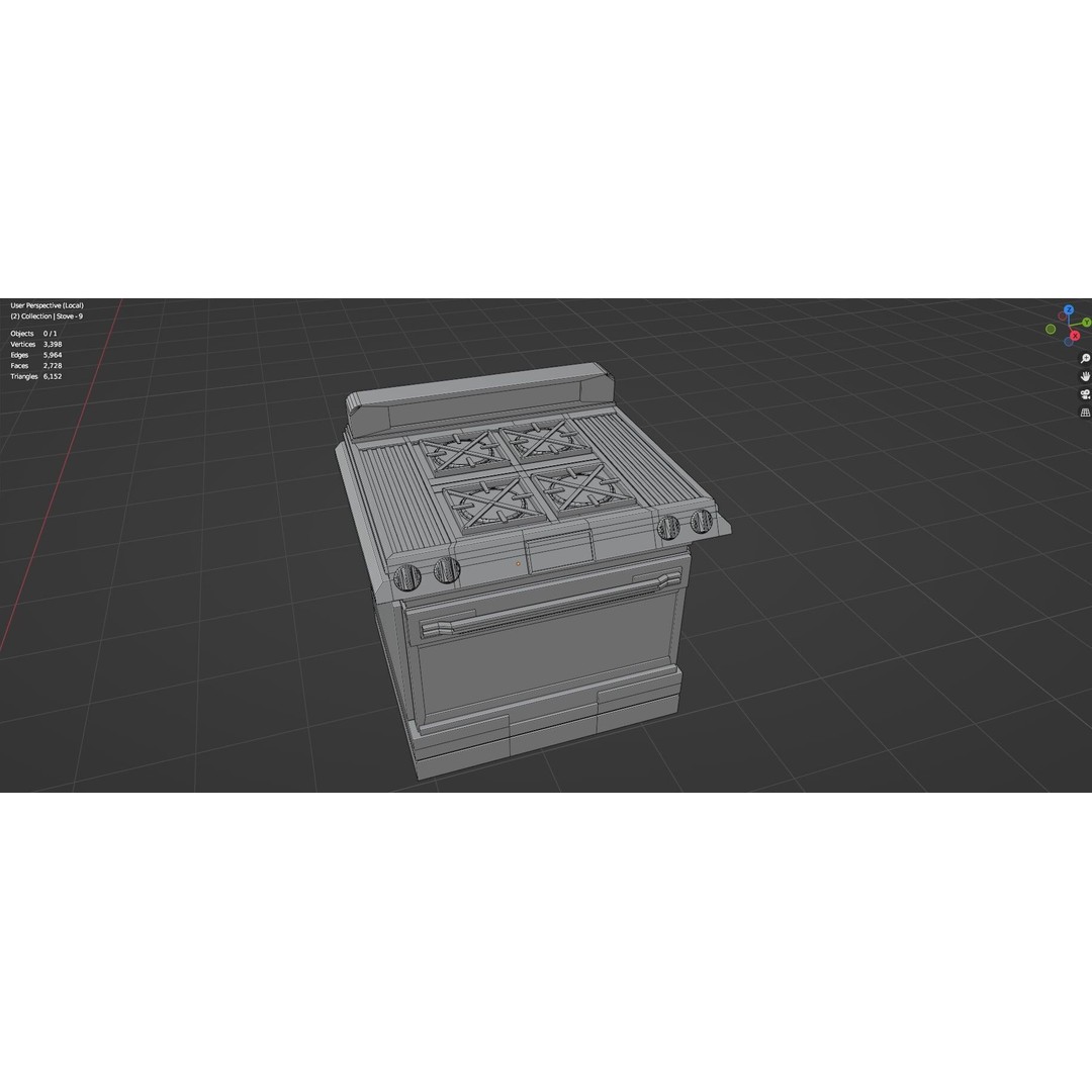 Gas Stove 3D Model – Low Poly Game-Ready Asset Pack, FBX, OBJ, Blender - View 35