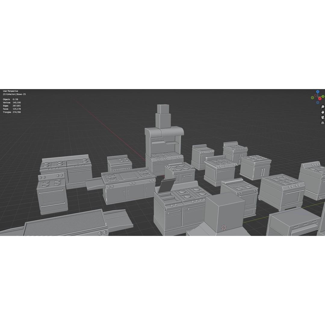 Gas Stove 3D Model – Low Poly Game-Ready Asset Pack, FBX, OBJ, Blender - View 37