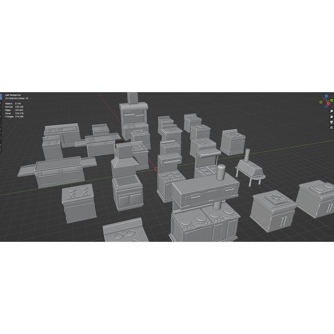 Gas Stove 3D Model – Low Poly Game-Ready Asset Pack, FBX, OBJ, Blender - View 41