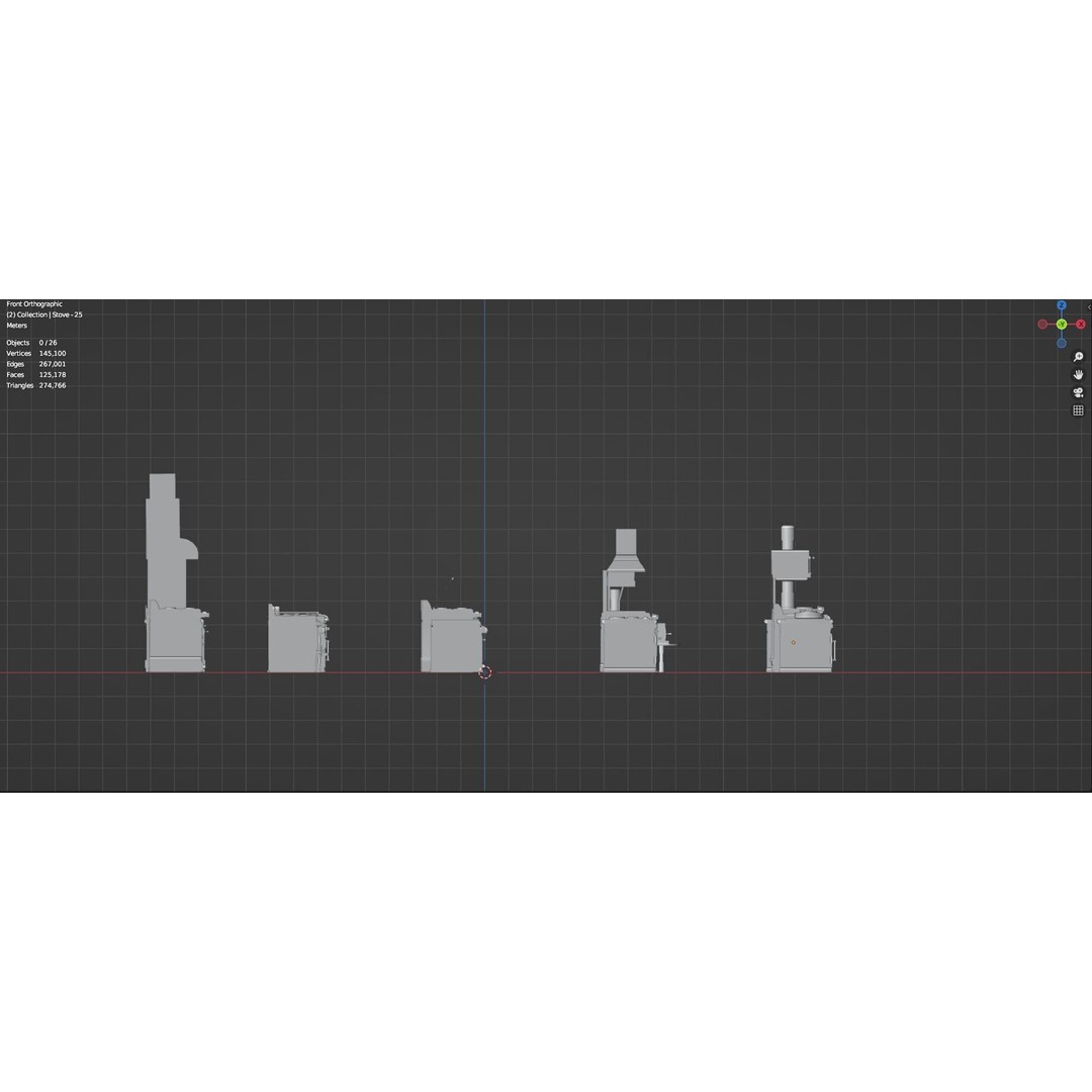 Gas Stove 3D Model – Low Poly Game-Ready Asset Pack, FBX, OBJ, Blender - View 44
