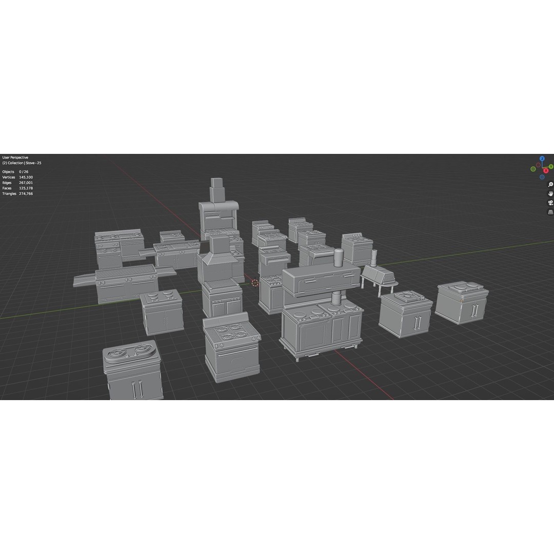Gas Stove 3D Model – Low Poly Game-Ready Asset Pack, FBX, OBJ, Blender - View 45