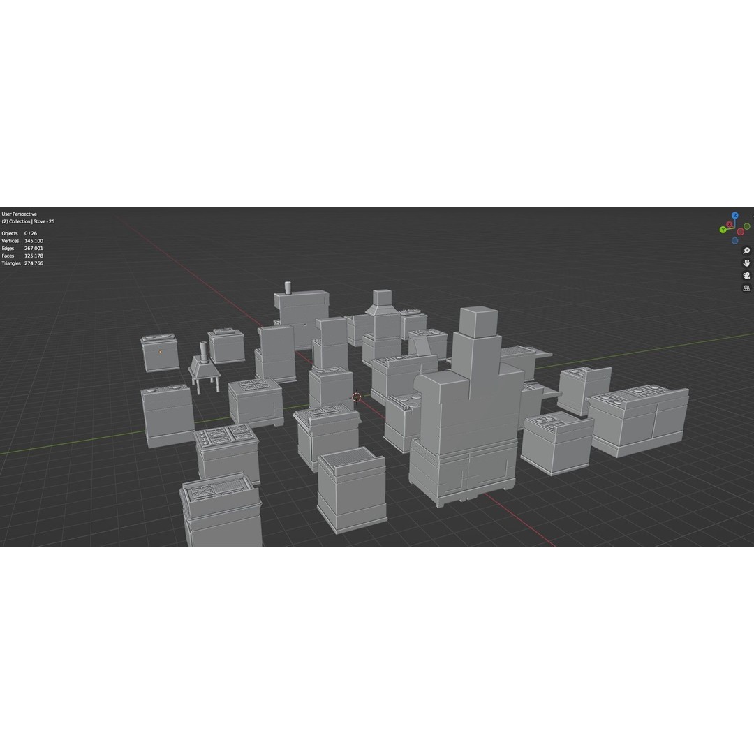 Gas Stove 3D Model – Low Poly Game-Ready Asset Pack, FBX, OBJ, Blender - View 47