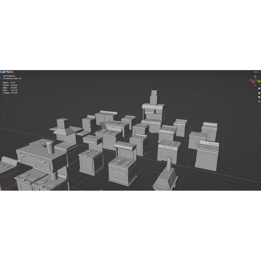 Gas Stove 3D Model – Low Poly Game-Ready Asset Pack, FBX, OBJ, Blender - View 49
