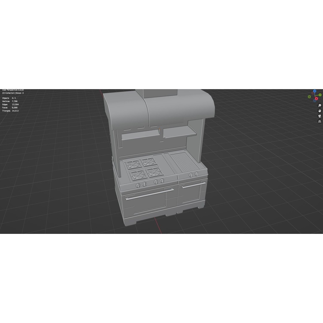 Gas Stove 3D Model – Low Poly Game-Ready Asset Pack, FBX, OBJ, Blender - View 50